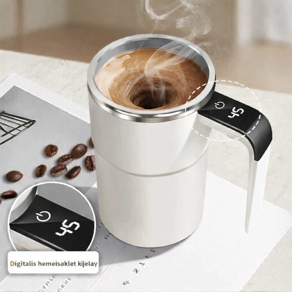 Mixora SmartMix Bögre – automatikus mágneses keveréssel és hőmérséklet-kijelzéssel 380 ml