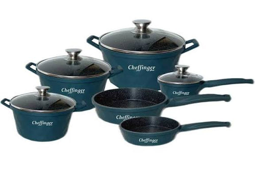 Cheffinger Indukciós edénykészlet, 10 db-os, Márvány bevonattal, Tapadásmentes, Karcálló, Gyémánt alakú.